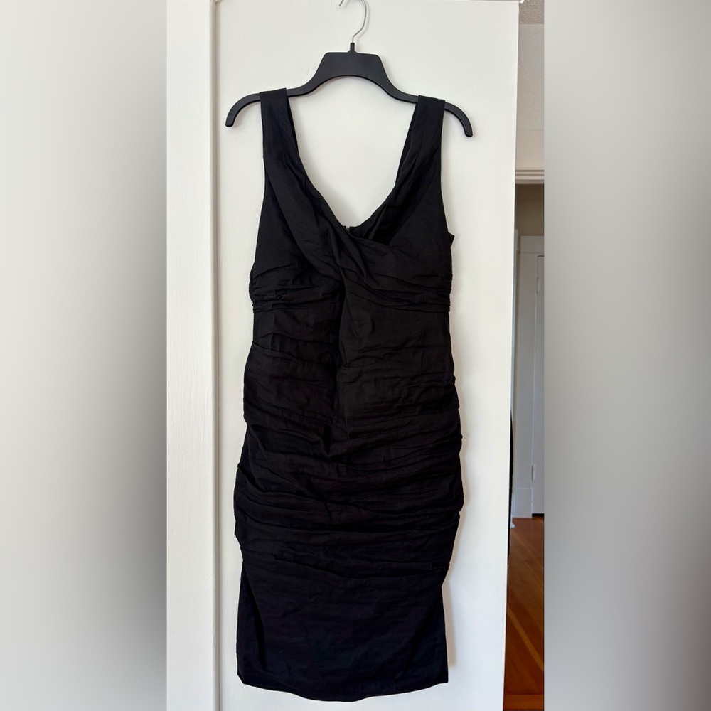 Super Flattering Eileen Fisher Black Ruched Mini Dress